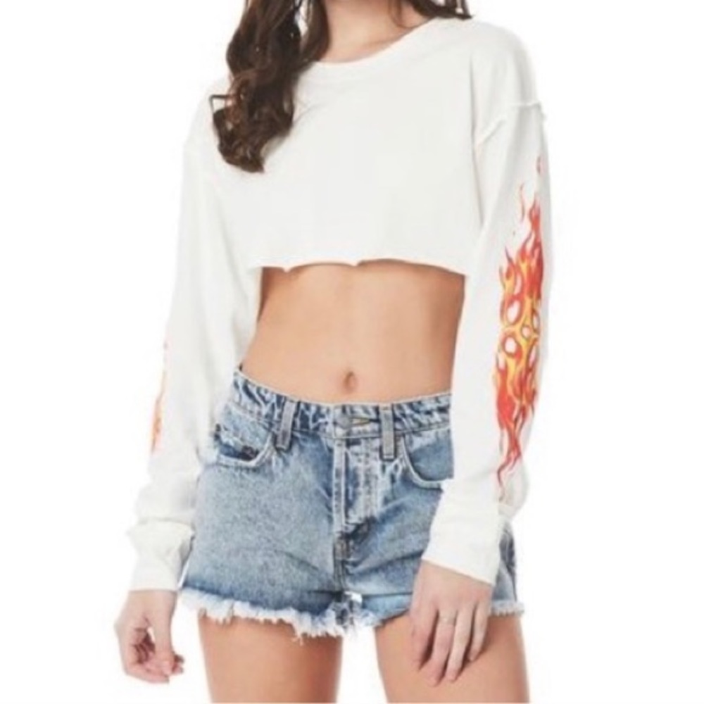 LF Flame Sleeve Black Crop Top